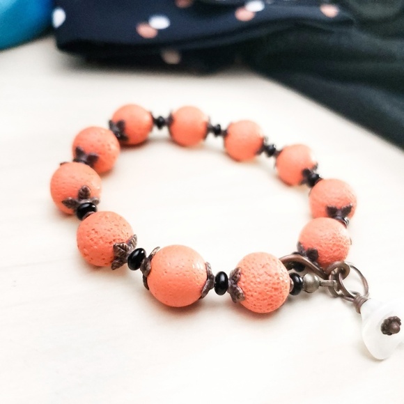Handmade Polymer Clay Sponge Lava Bead Bracelet - Picture 1 of 5